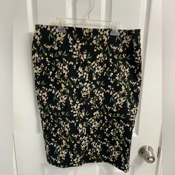 Jules & Leopold Black Stretch Floral Pencil Skirt | Size L - Picture 1 of 7